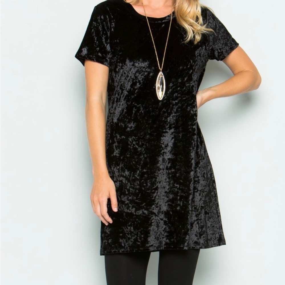 Crushed velvet T-shirt/tunic dress